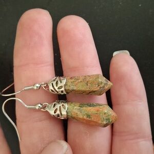 New Unakite Pendulum Earrings.